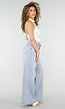 Witte Halter Top met Kant Inzet en Mesh Details
