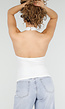 Witte Halter Top met Kant Inzet en Mesh Details