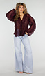 Bordeaux Chiffon Blouse met Ruffles en Lange Mouwen