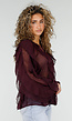 Bordeaux Chiffon Blouse met Ruffles en Lange Mouwen