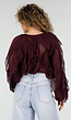 Bordeaux Chiffon Blouse met Ruffles en Lange Mouwen