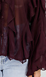 Bordeaux Chiffon Blouse met Ruffles en Lange Mouwen