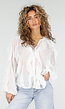 Witte Chiffon Blouse met Ruffles en Lange Mouwen