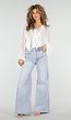 Witte Chiffon Blouse met Ruffles en Lange Mouwen