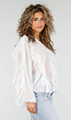 Witte Chiffon Blouse met Ruffles en Lange Mouwen