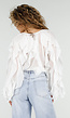 Witte Chiffon Blouse met Ruffles en Lange Mouwen