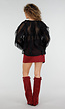 Zwarte Chiffon Blouse met Ruffle Details en Lange Mouwen