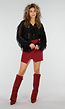 Zwarte Chiffon Blouse met Ruffle Details en Lange Mouwen