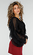 Zwarte Chiffon Blouse met Ruffle Details en Lange Mouwen