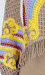 Beige Gehaakte Top met Regenboogprint en Franjes