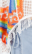 Witte Gehaakte Trui met Regenboog Print en Franjes