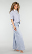 Wit Blauwe Gestreepte Polo Top met Kraag en Korte Mouwen