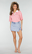 Roze Gestreepte Polo T-shirt met Kraag en Korte Mouwen