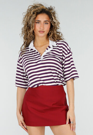 Gestreepte Polo Top met Kraag
