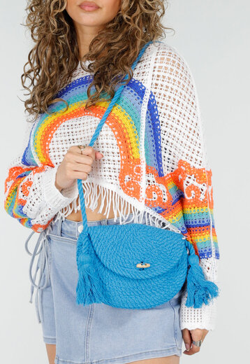 Blauwe Gehaakte Schoudertas