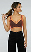 Oranje Fishnet Topje met Strass