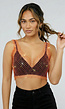 Oranje Fishnet Topje met Strass