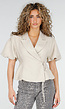 Beige Wikkelblazer met Korte Mouwen