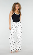 Witte Denim Wide Leg Jeans met Zwarte Stippen Print