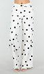 Witte Denim Wide Leg Jeans met Zwarte Stippen Print