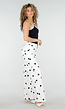 Witte Denim Wide Leg Jeans met Zwarte Stippen Print