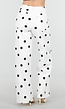 Witte Denim Wide Leg Jeans met Zwarte Stippen Print