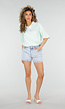 Lichtblauwe Denim Shorts met Stretch, Hoge Taille en Korte Lengte