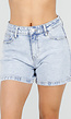 Lichtblauwe Denim Shorts met Stretch, Hoge Taille en Korte Lengte