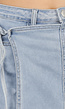 Lichtblauwe Denim Skort met Overslag en Striksluiting