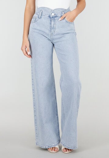 Lichtblauwe High Waist Wide Leg Jeans
