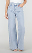 Lichtblauwe Denim Wide Leg Jeans met Hoge Taille