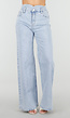 Lichtblauwe Denim Wide Leg Jeans met Hoge Taille