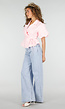 Lichtblauwe Denim Wide Leg Jeans met Hoge Taille