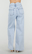 Lichtblauwe Denim Wide Leg Jeans met Hoge Taille