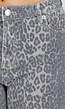 Grijze Denim Leopard Print Wide Leg Jeans met Stretch