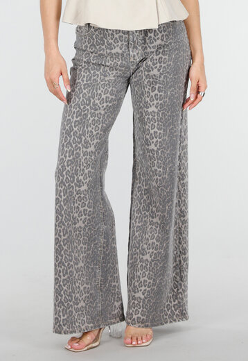 Leopard Print Wide Leg Jeans