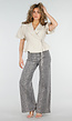 Grijze Denim Leopard Print Wide Leg Jeans met Stretch