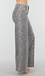 Grijze Denim Leopard Print Wide Leg Jeans met Stretch