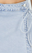 Lichtblauwe Denim Skort met Overslag, Striksluiting en Hoge Taille