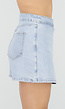 Lichtblauwe Denim Skort met Overslag, Striksluiting en Hoge Taille