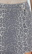Beige Denim Luipaard Print Skort met Overslag en Stretch