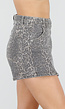 Beige Denim Luipaard Print Skort met Overslag en Stretch