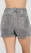 Beige Denim Luipaard Print Skort met Overslag en Stretch