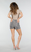 Beige Denim Luipaard Print Skort met Overslag en Stretch
