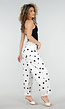 Witte Barrel Jeans met Zwarte Stippen en Hoge Taille