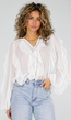 Witte Chiffon Blouse met Ruffles en Lange Mouwen