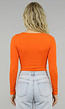 Oranje Longsleeve Top met Vierkante Hals