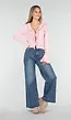 Blauwe High Waist Wide Leg Stretch Jeans met Wassing