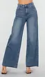 Blauwe High Waist Wide Leg Stretch Jeans met Wassing