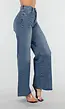 Blauwe High Waist Wide Leg Stretch Jeans met Wassing